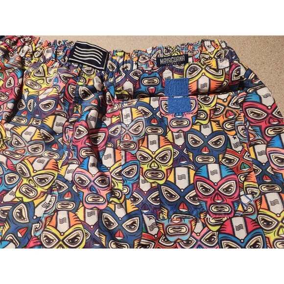 MAYAGUANA Lucha Libre Masks Faces Men's size LARGE Swim Trunks, Non-Fade - Picture 5 of 8